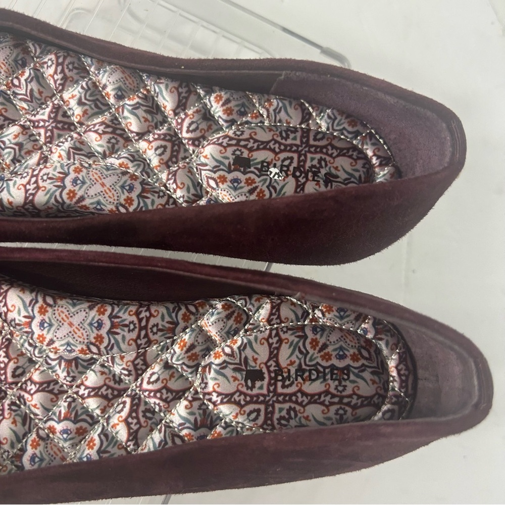 NEW Birdies Women’s The Goldfinch Suede Pointed Toe Elegant Burgundy Flats 7M - Picture 2 of 7